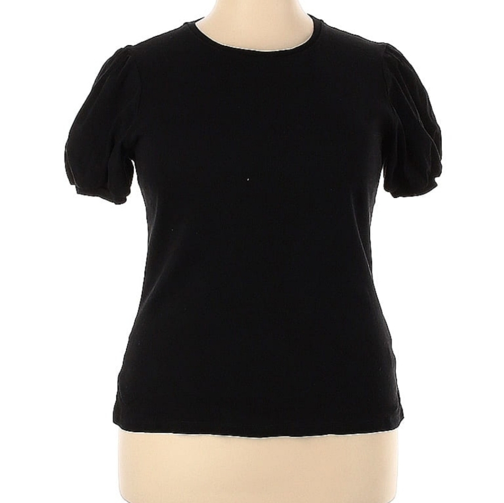 Organic Cotton Saint + Sophia Puff Sleeve Top Black Size Organic Cotton